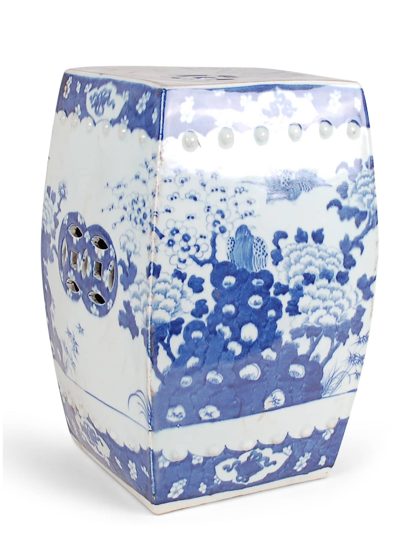 Blue and White Square Garden Seat, 18"