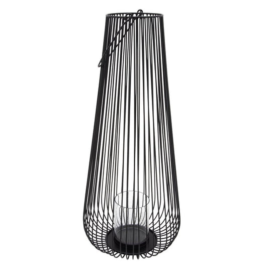 Metal, 25" H Wire Lantern, Black