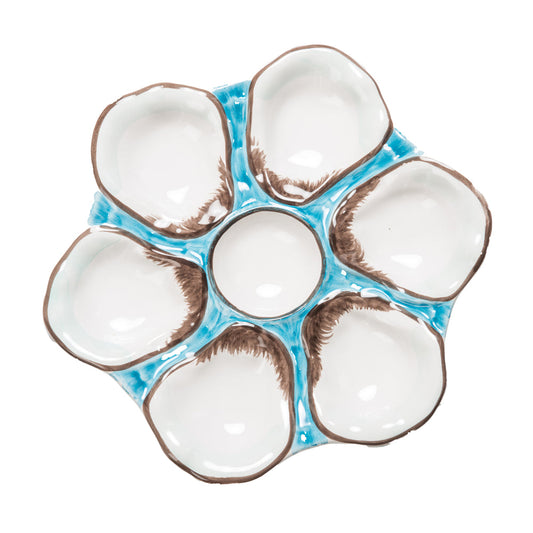 Oyster Plates - Salmon/Turquoise