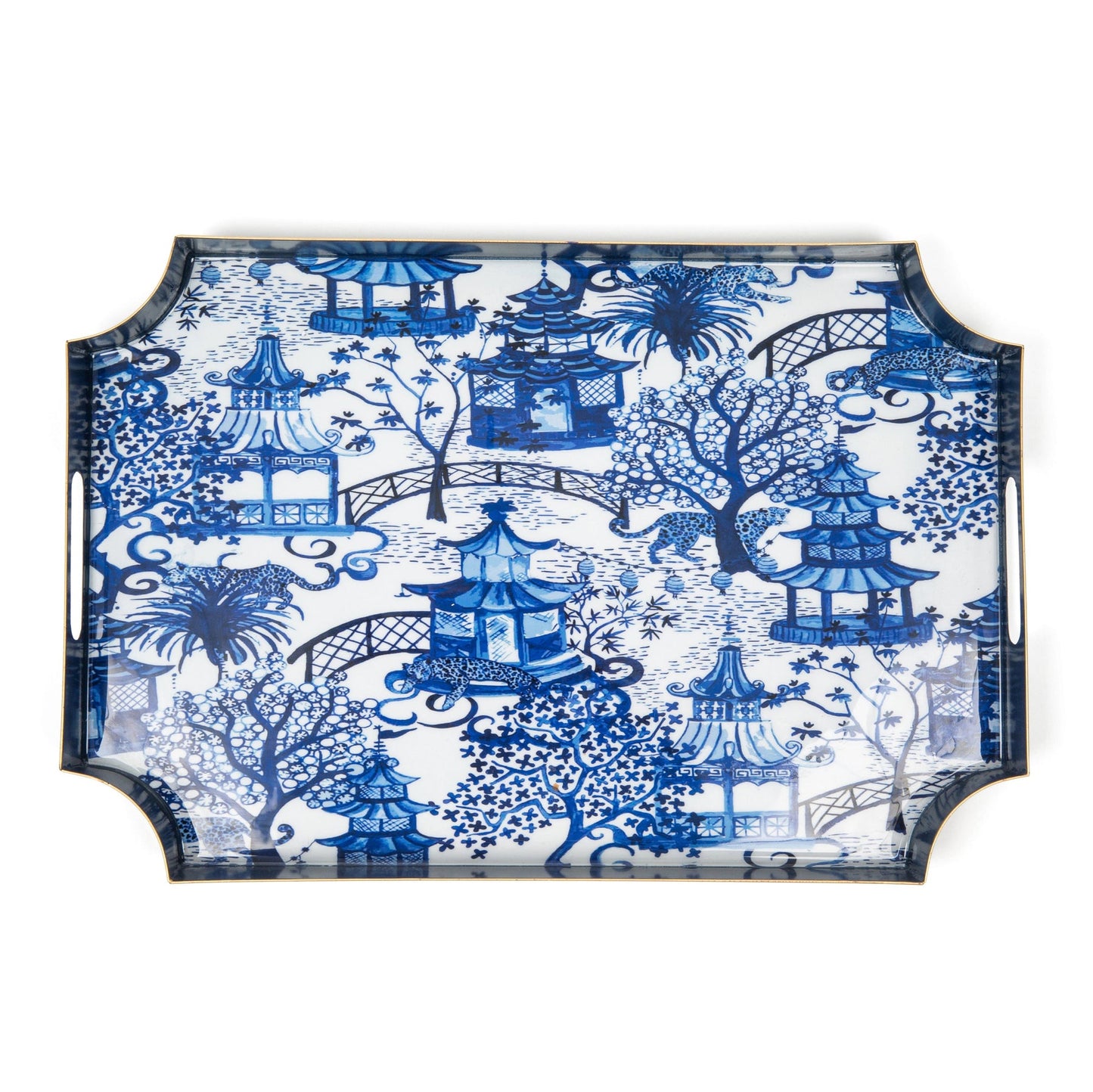 Garden Party Blue Enameled Jaye Tray
