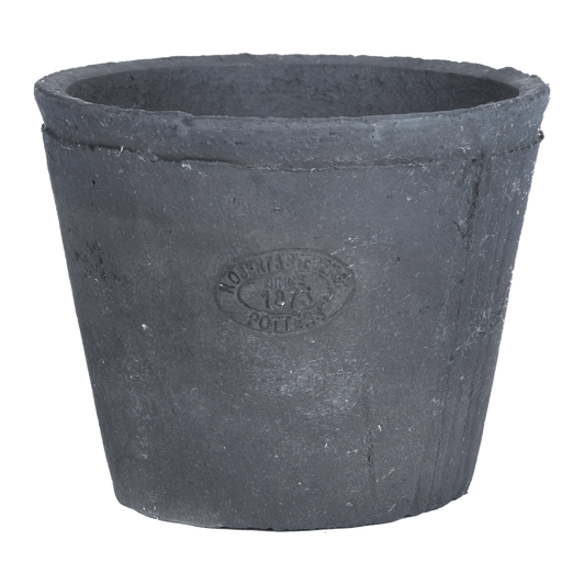 Aged Terracotta Round Flower Pot, Charcoal