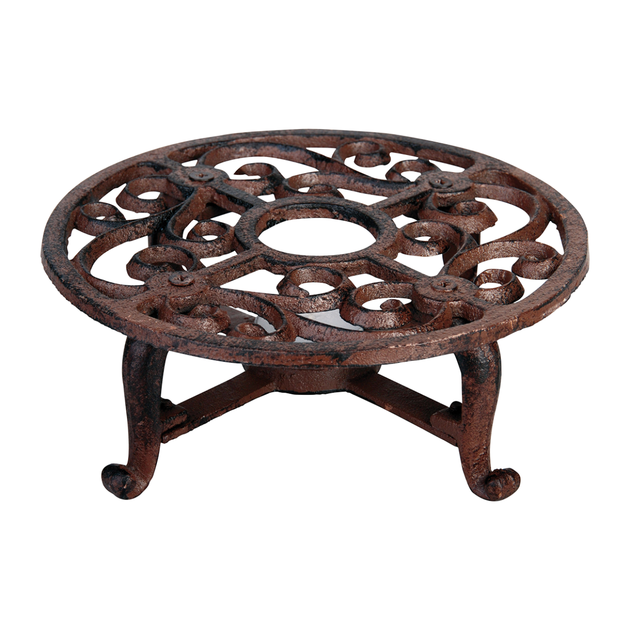 Round Tealight Warmer, Cast Iron, Antique Brown