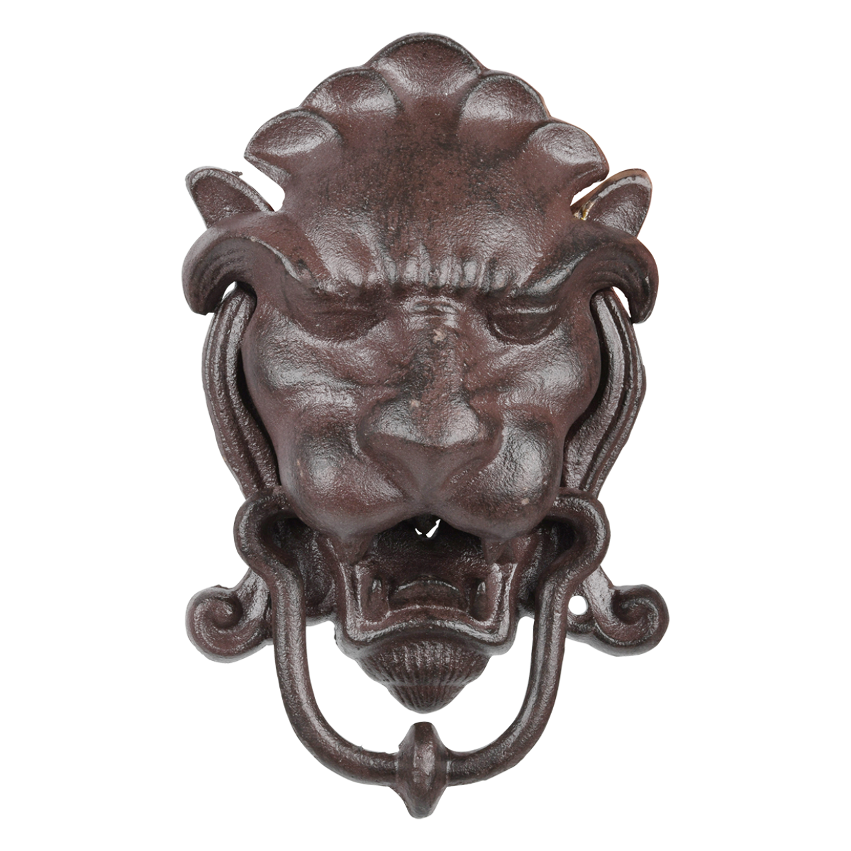Lion Door Knocker, Cast Iron, Antique Brown