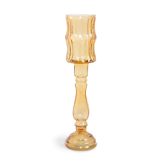 Maybelle Amber Glass Candle Holder, Tall