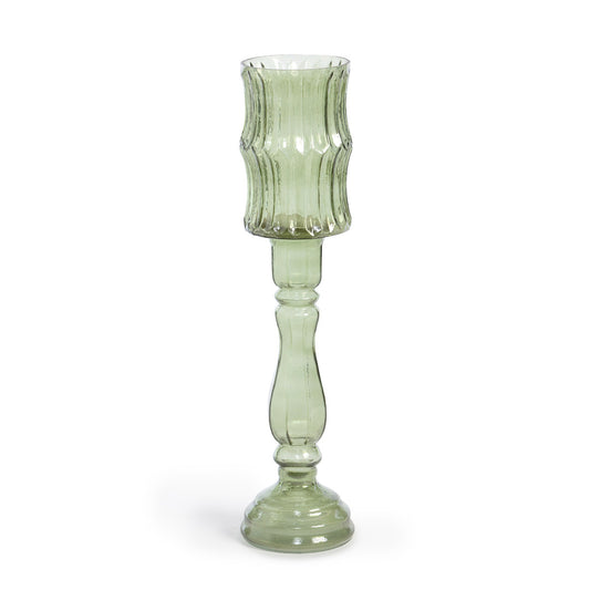 Maybelle Green Glass Candle Holder, Tall