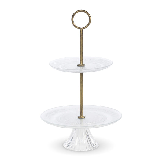 Embossed Two-Tiered Tea Service Stand