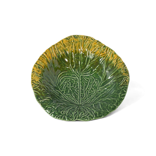 Green Cabbage Leaf Ceramic Platter, 14"D