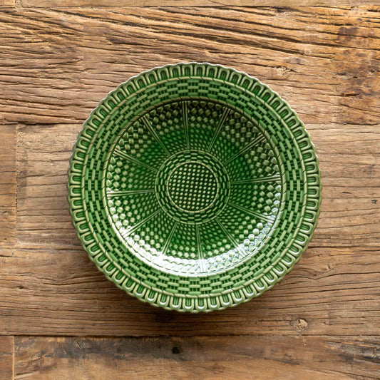 Green Glazed Basketweave Dinner Plate, set of 6