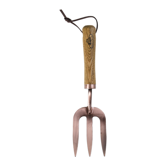 Copper Plated Rake Fork Same Size Tines, Carbon Steel/Wood