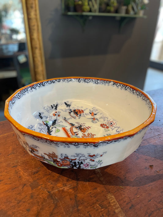 Orange and Blue Oriental Bowl