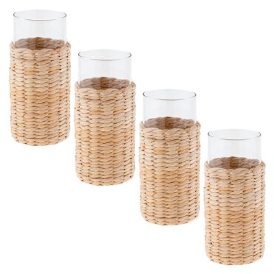Catalina Cooler Glasses with Hand Woven Sleeve, Set of 4