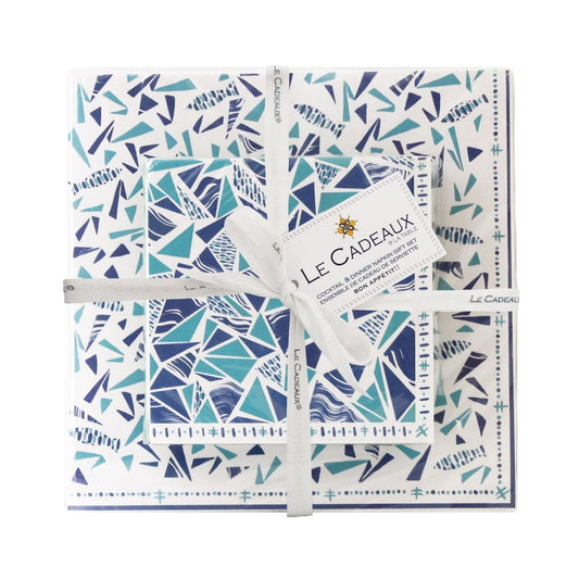 Santorini Gift Set Patterned Paper Cocktail and Dinner Size Napkins with Rippon 20 pack