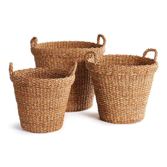 Seagrass Tapered Basket w/ Handle and Cuff