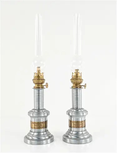 Reproduction French Pump Oil Lamp Pair