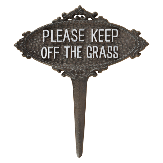 Cast Iron Sign, "Please Keep Off the Grass"