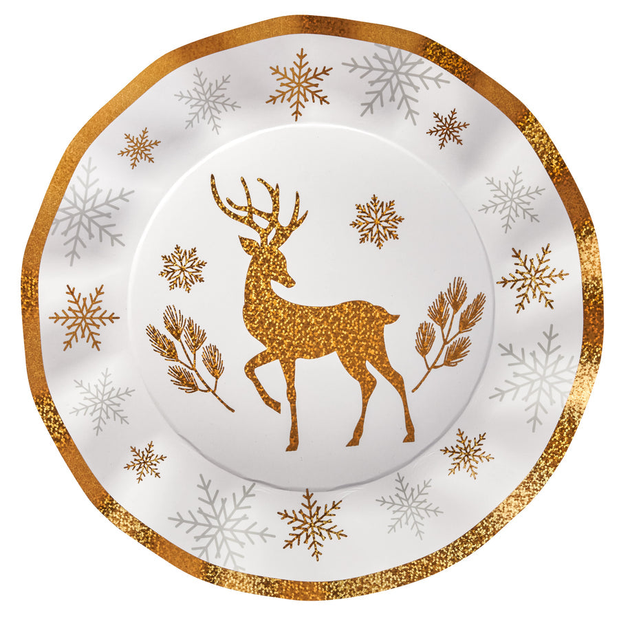 Wavy Dinner Paper Plate, Winter Frost Foil