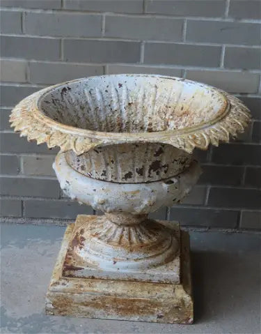 White Cast Iron Urn with Four Removable Sections