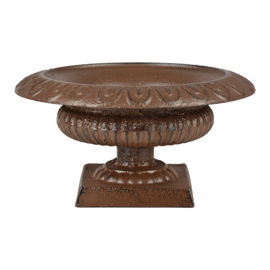 Low French Urn, Cast Iron, Antique Brown - Small