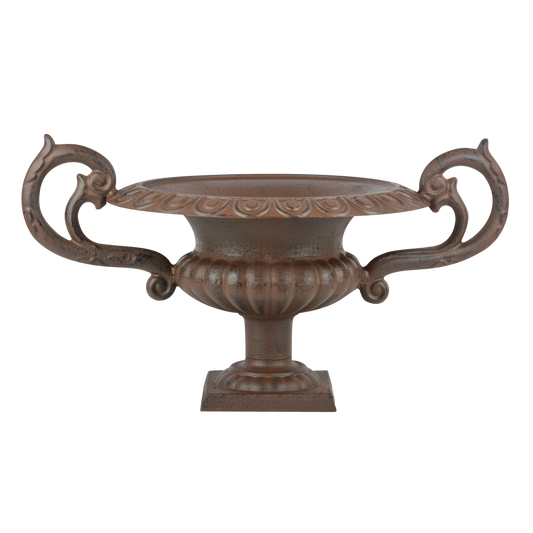 Low French Urn w/Handles, Cast Iron, Antique Brown - Large