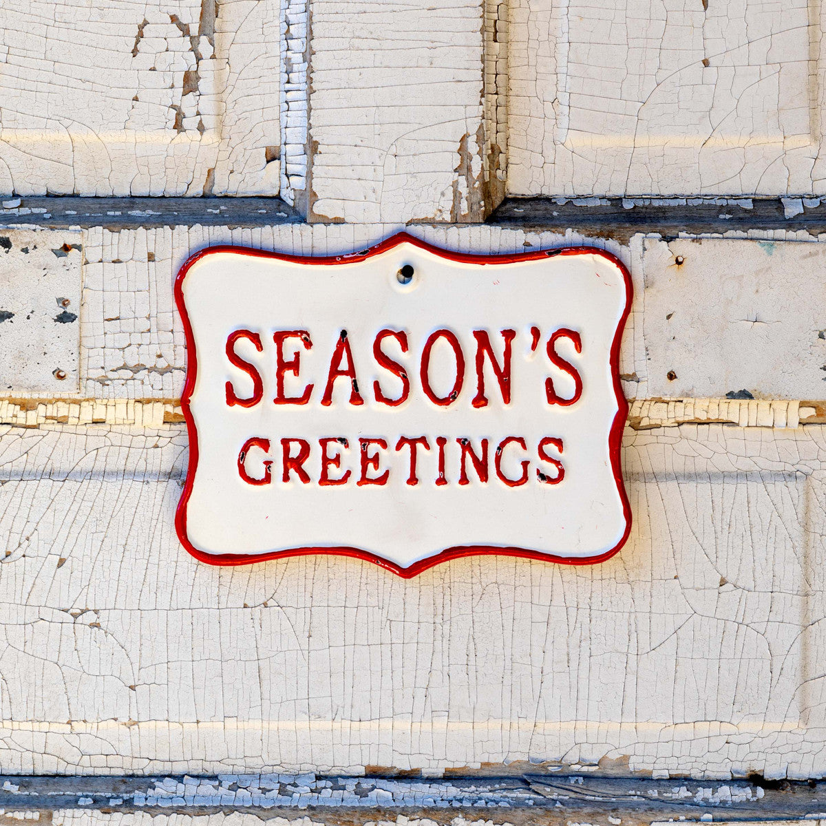 Metal Season's Greetings Sign