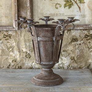 Aged Metal Base with Candle Holder