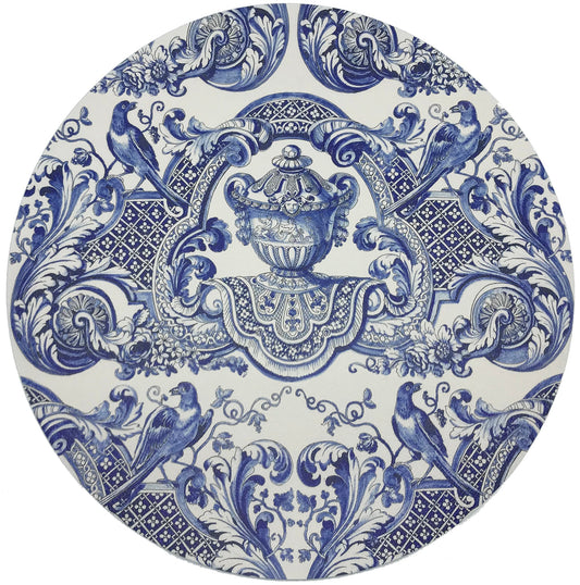 Royal Delft William and Mary Blue 16"D Round Pebble Placemat, Set of 4