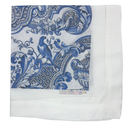 Royal Delft William and Mary Blue 22x22 Hemstitch Napkin, Set of 4