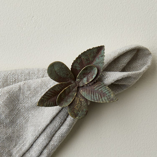 Floral Leaf Napkin Ring, Set of 4