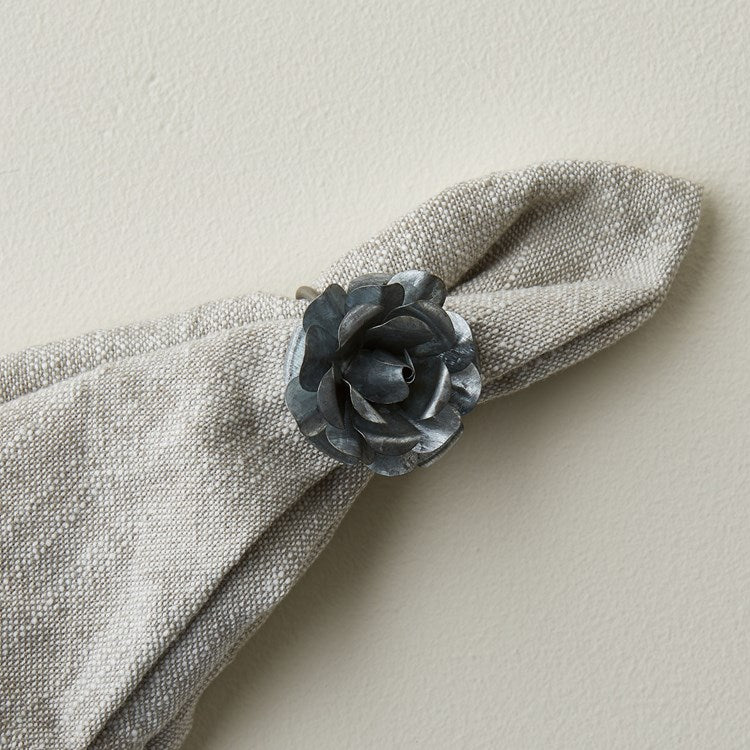 Galvanized Flower Napkin Ring (Set of 4)