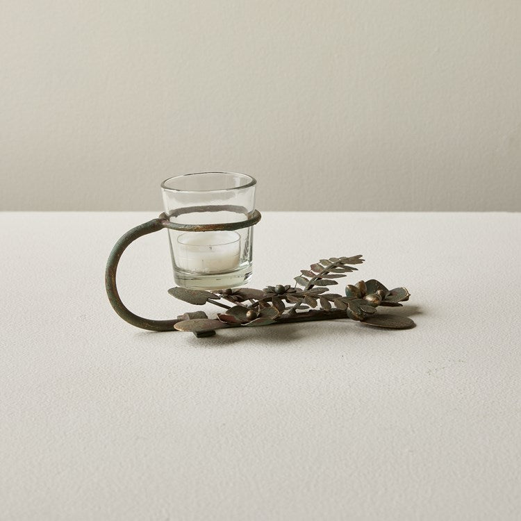 Sprig Flower Rose Gold Tealight Holder