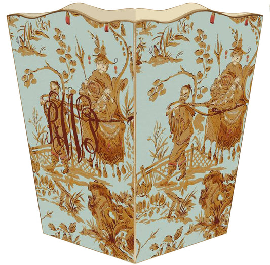 Aqua Toile Wastepaper Basket