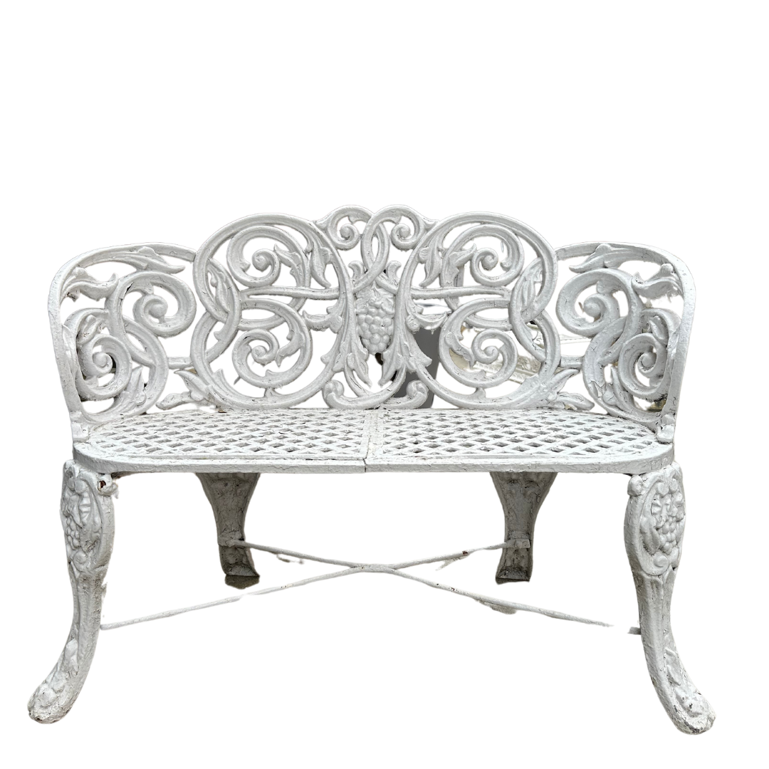 White Bench with Grape Motif