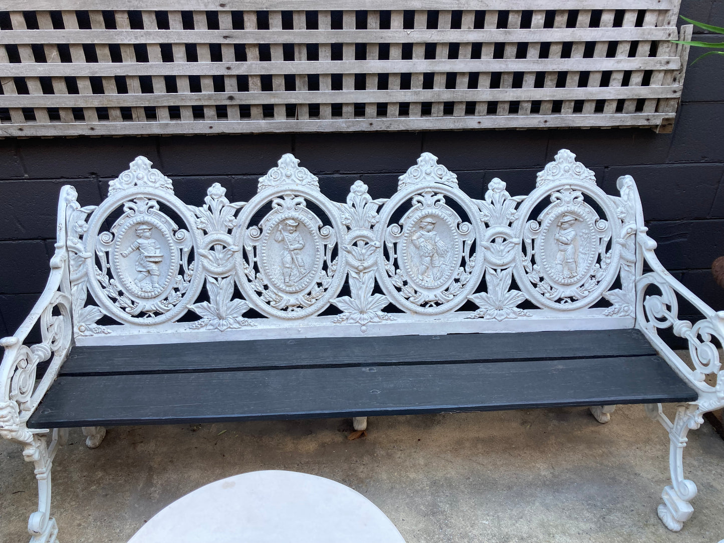 Antique Style Cast Aluminum Four Seat Garden Bench