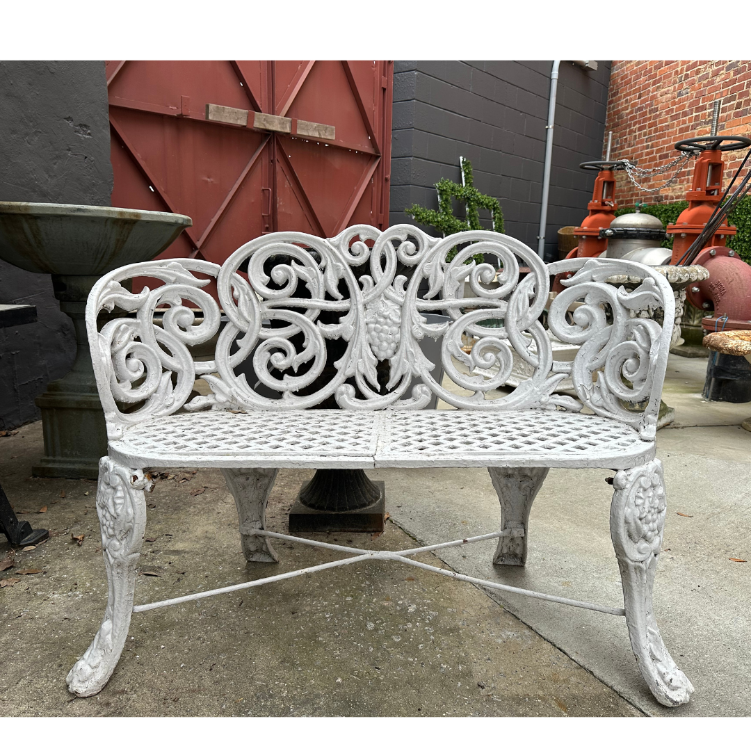 White Bench with Grape Motif