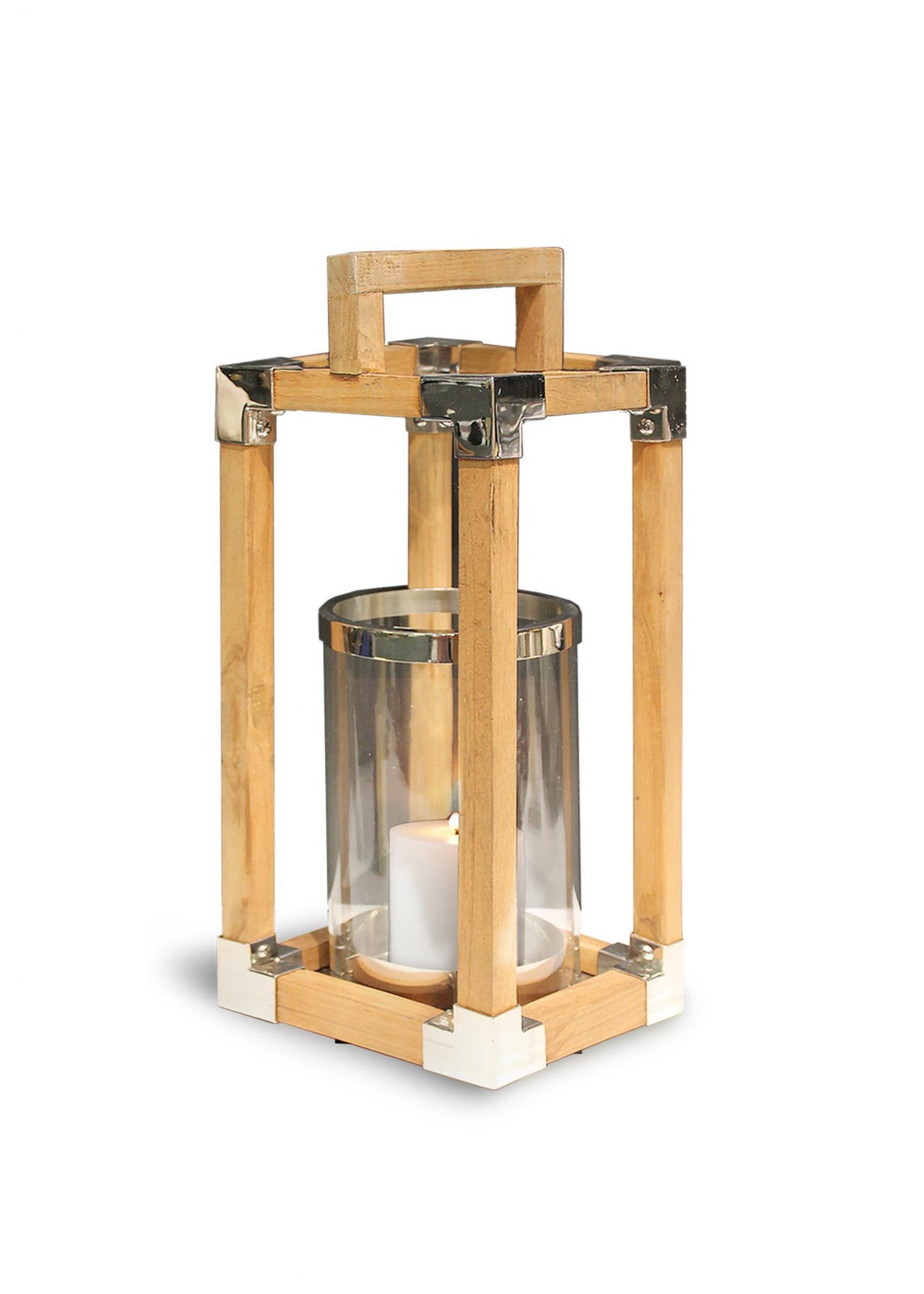 Teak and Stainless Steel Lantern