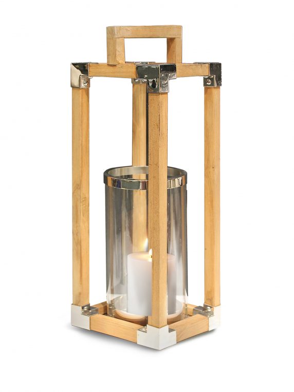 Teak and Stainless Steel Lantern