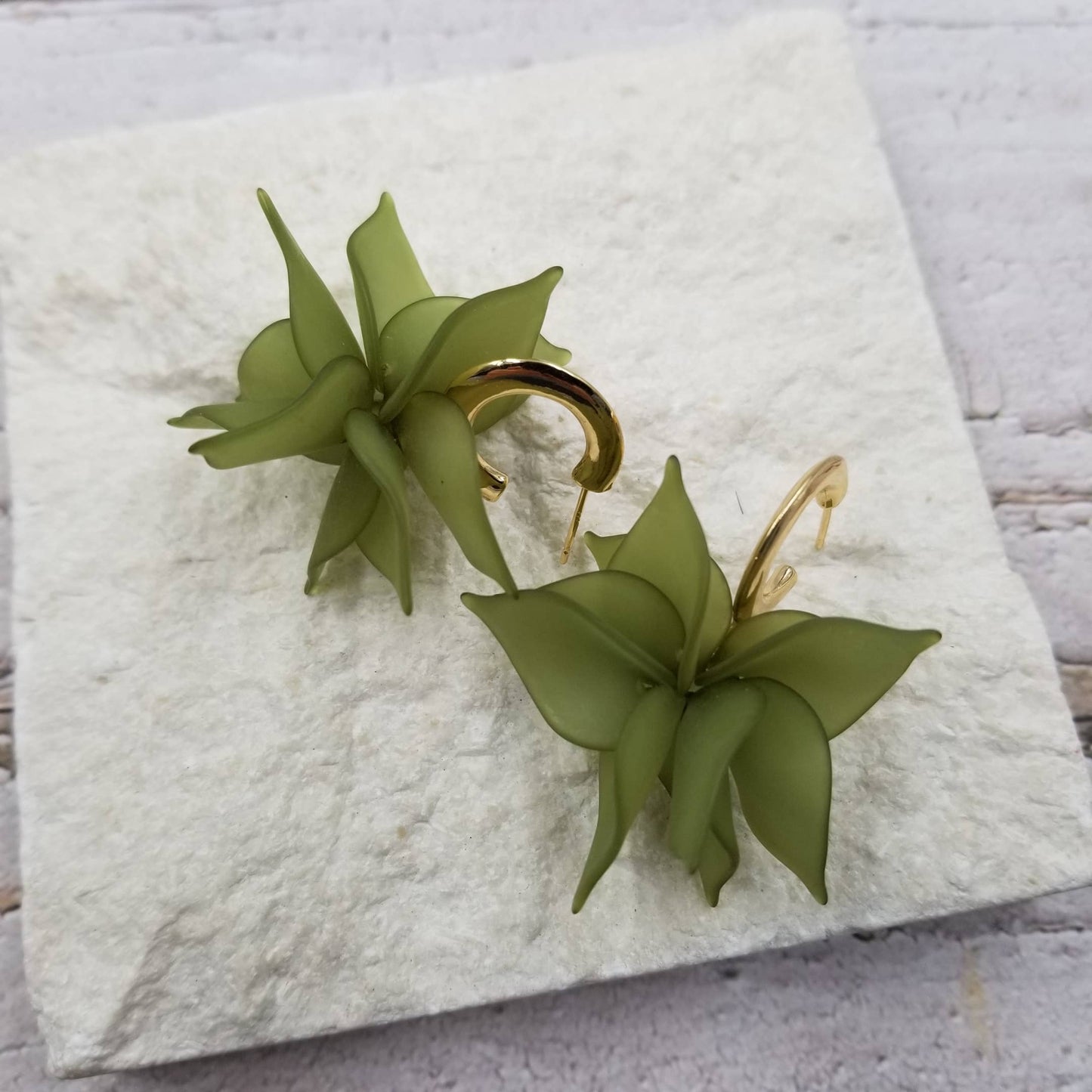 Spring Green Petal Earrings