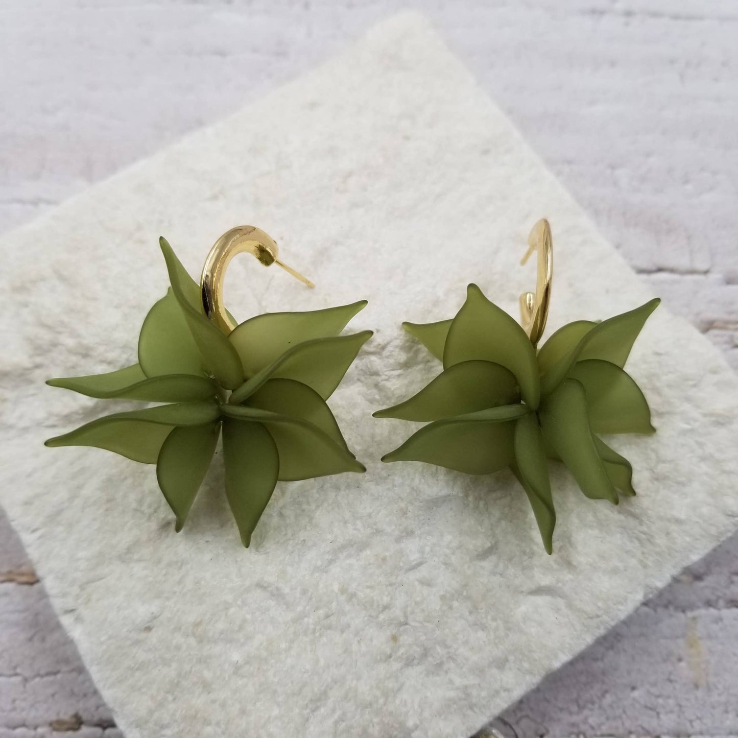 Spring Green Petal Earrings