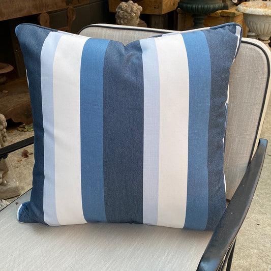 Blue & White Striped Outdoor Pillow