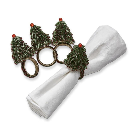 Beaded Tree Napkin Rings - Set of 4