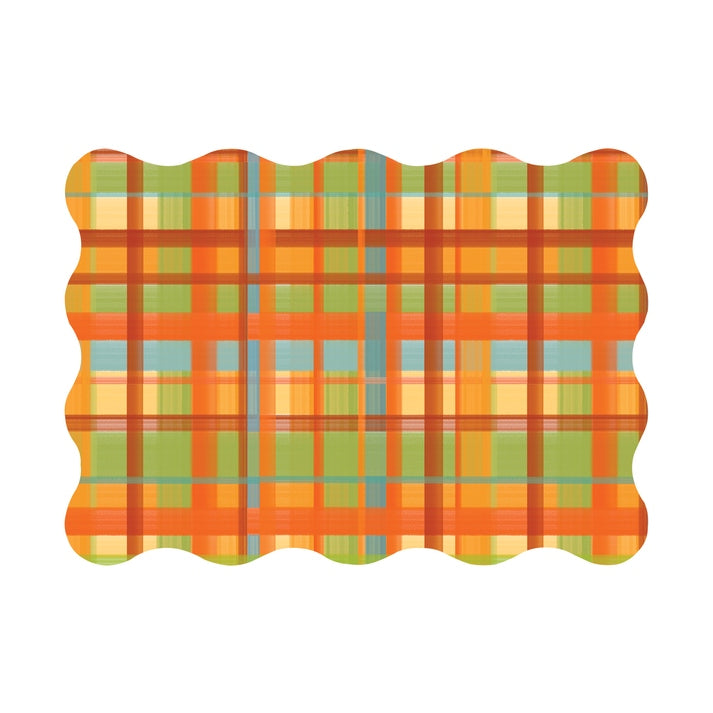 Fall Plaid Rectangular Paper Scalloped Placemats