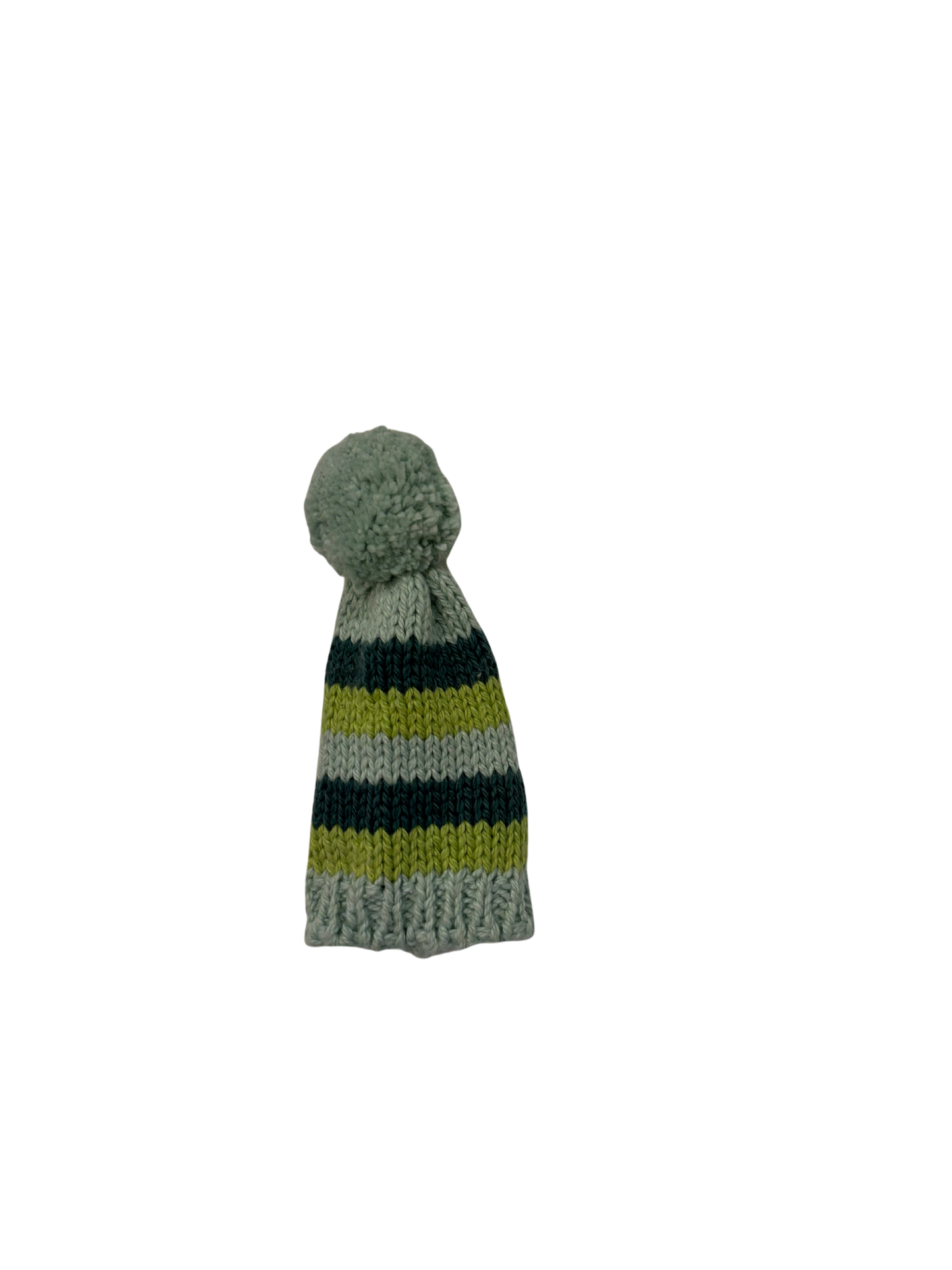 Knit Striped Pom-Pom Toboggan Hat Bottle Topper - 4"