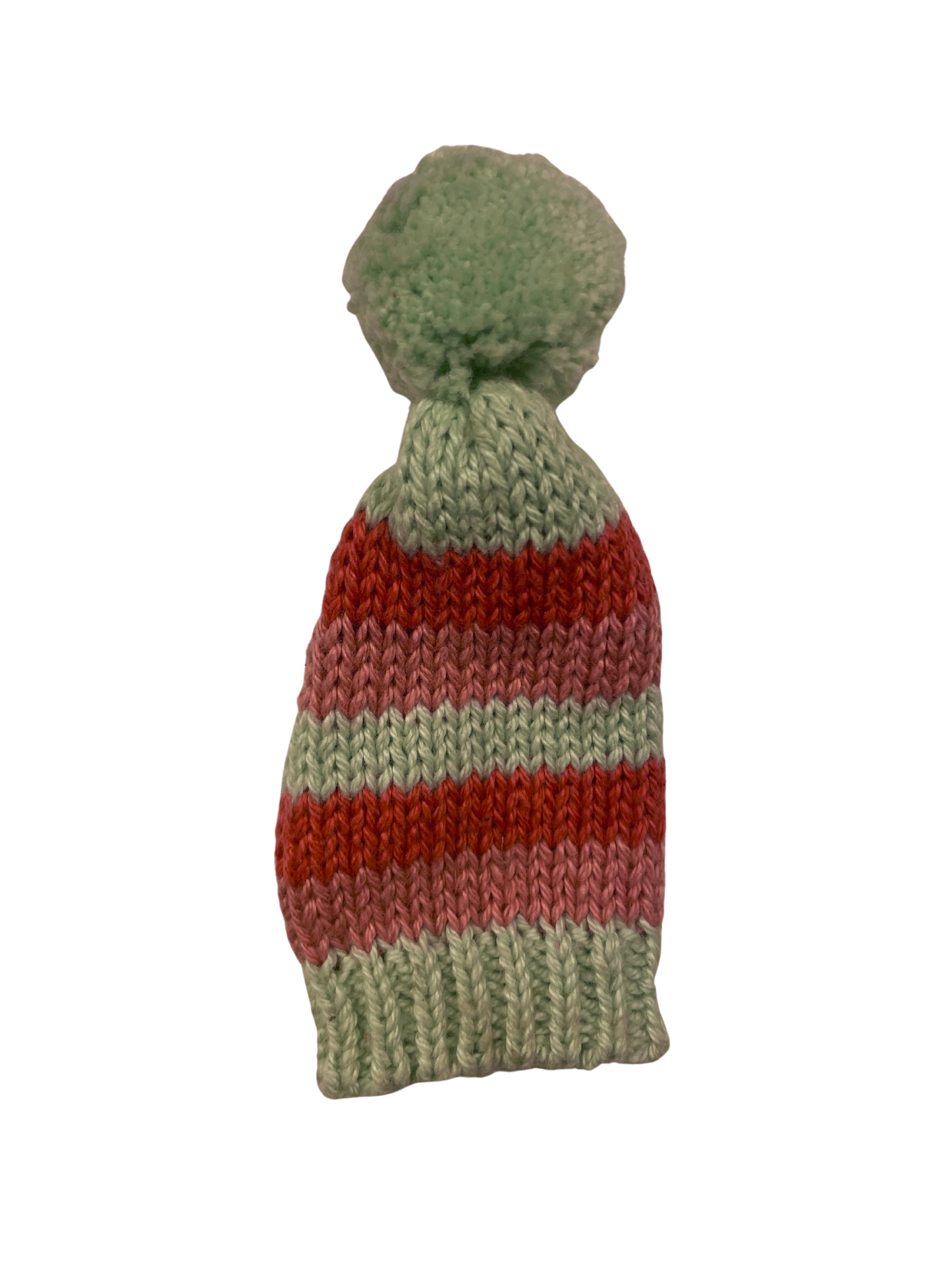 Knit Striped Pom-Pom Toboggan Hat Bottle Topper - 4"