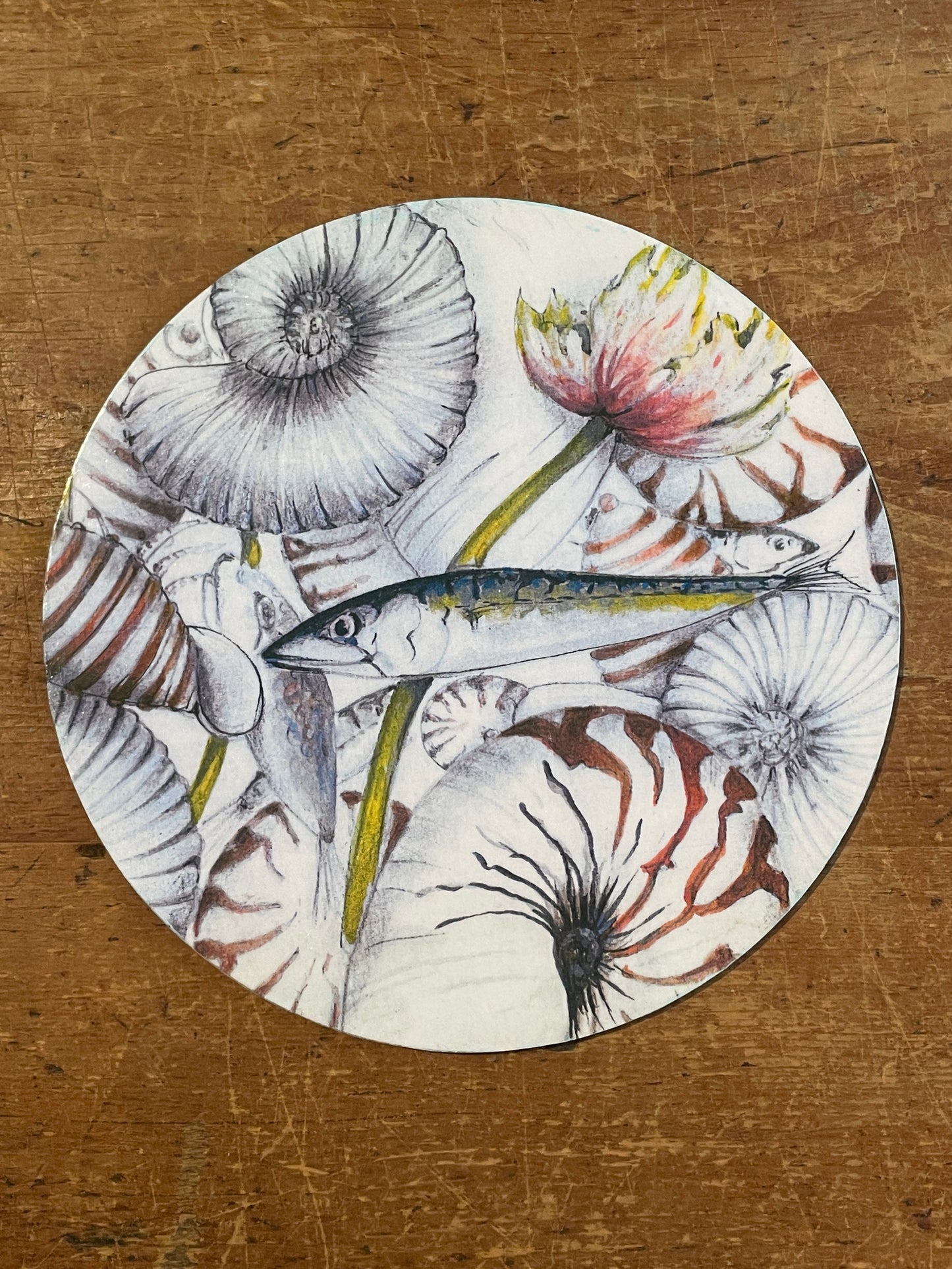 Decoupaged Fish & Shell Mat - Valerie Wall