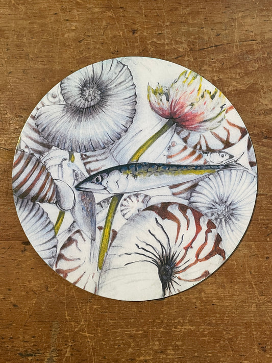 Decoupaged Fish & Shell Mat - Valerie Wall