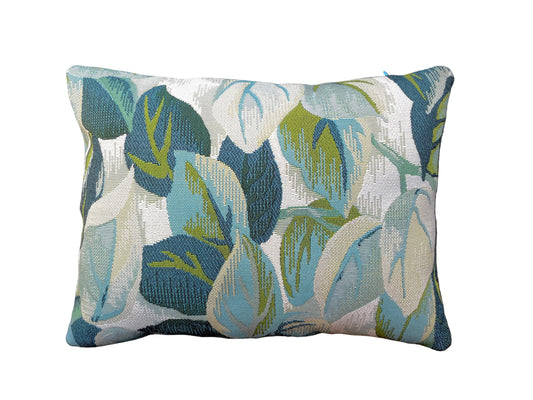 Custom 15x12 Outdoor/Indoor Lumbar - Turquoise Leaves