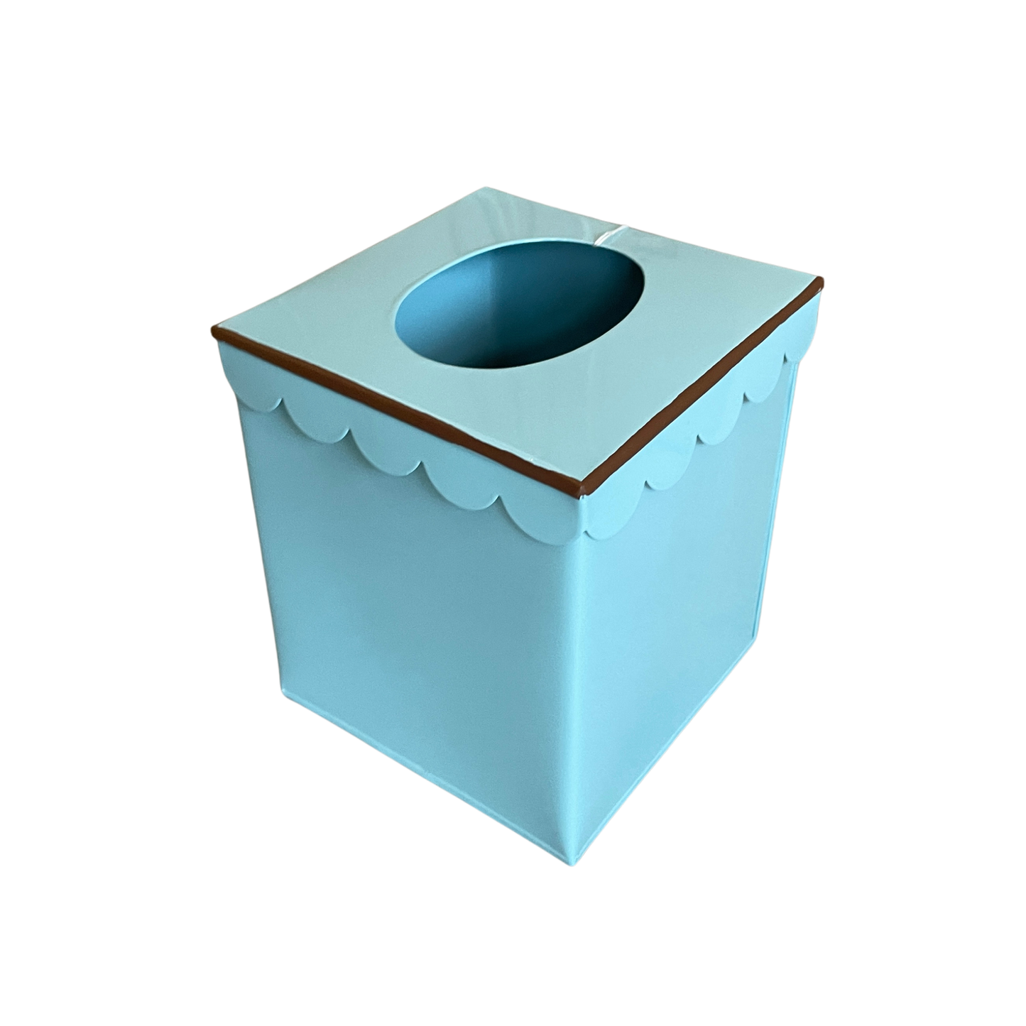 Aqua Enameled Tin Tissue Box Holder