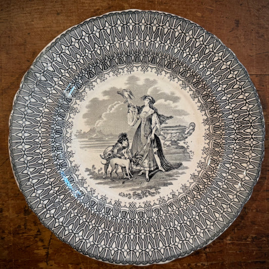 French Ironstone Talking Plate  - Allegory of England