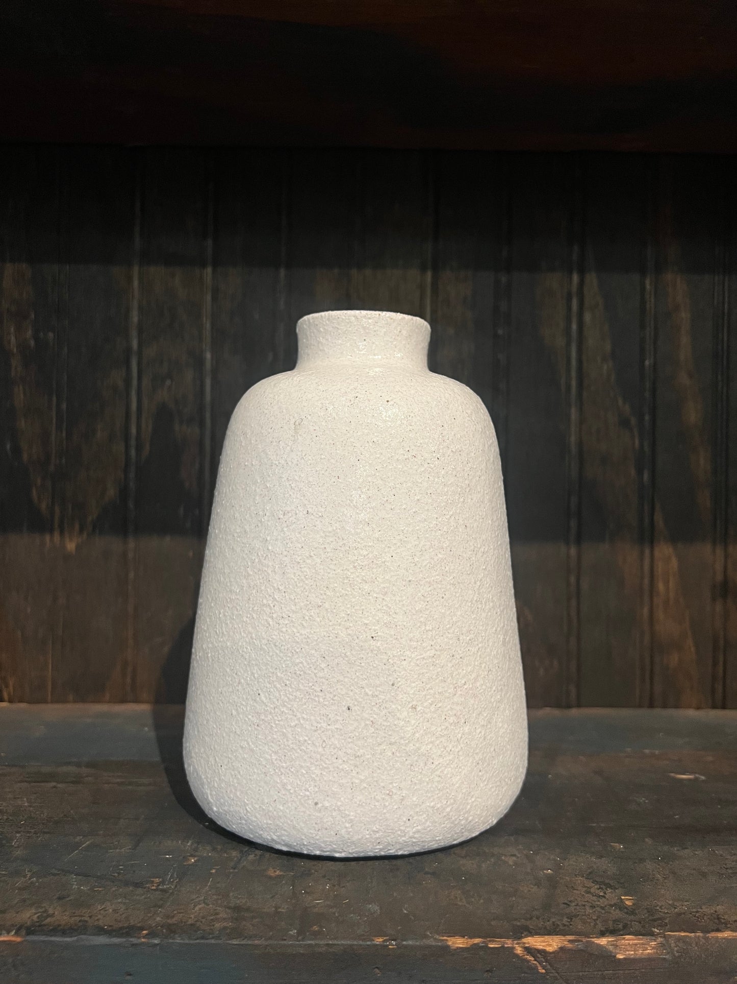 White Tapered Stoneware Vase