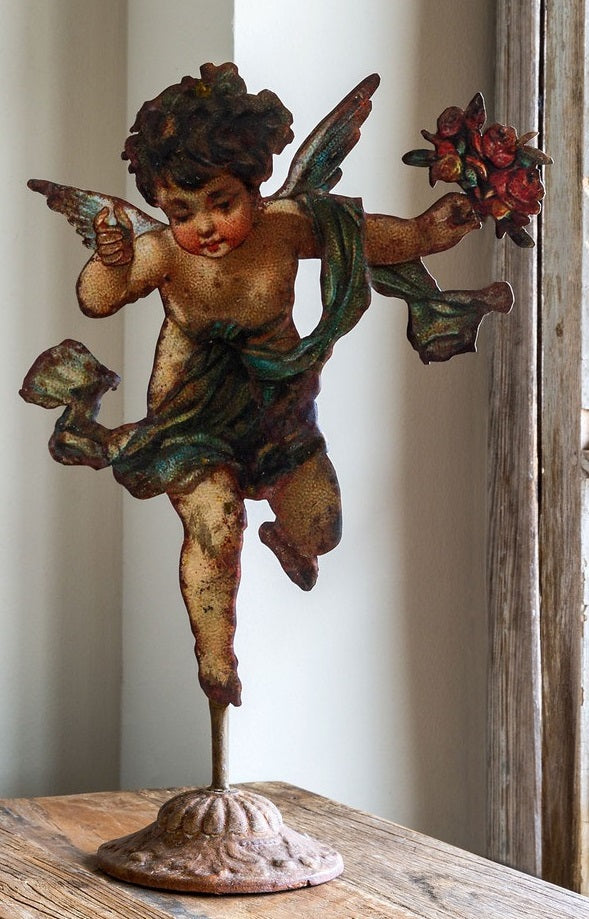 Metal Cherub on Stand